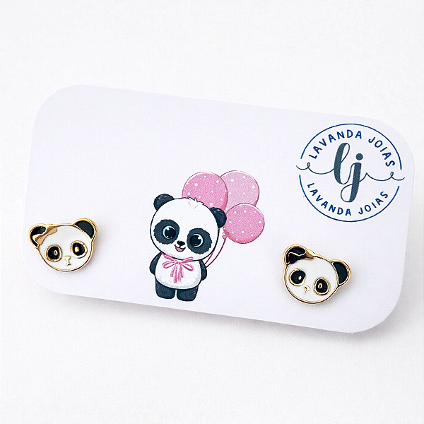 Brinco Panda banho Ouro 18k