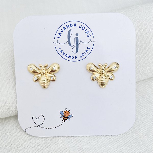 Brinco Abelha Dourada banho Ouro 18k