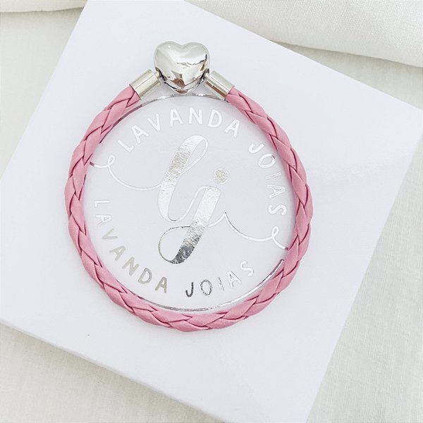 Pulseira Couro Coração para Berloques