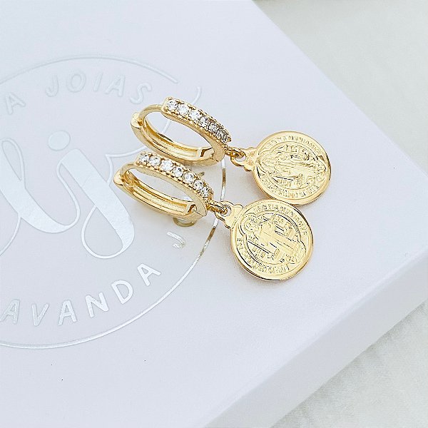 Brinco Argola São Bento no banho Ouro 18k