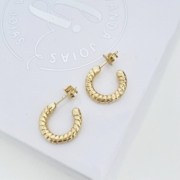 Brinco Argola Corda banho Ouro 18k