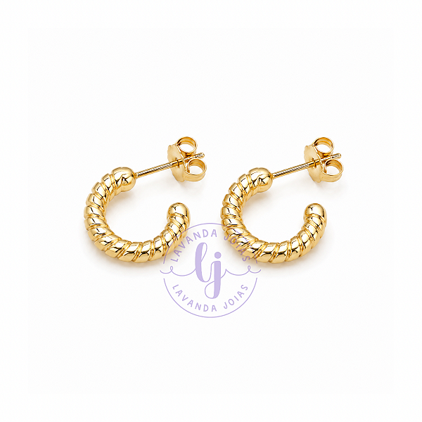 Brinco Argola Corda banho Ouro 18k
