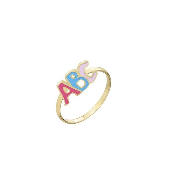 Anel Infantil ABC banho Ouro 18k