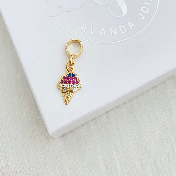 Berloque Sorvete em banho Ouro 18k