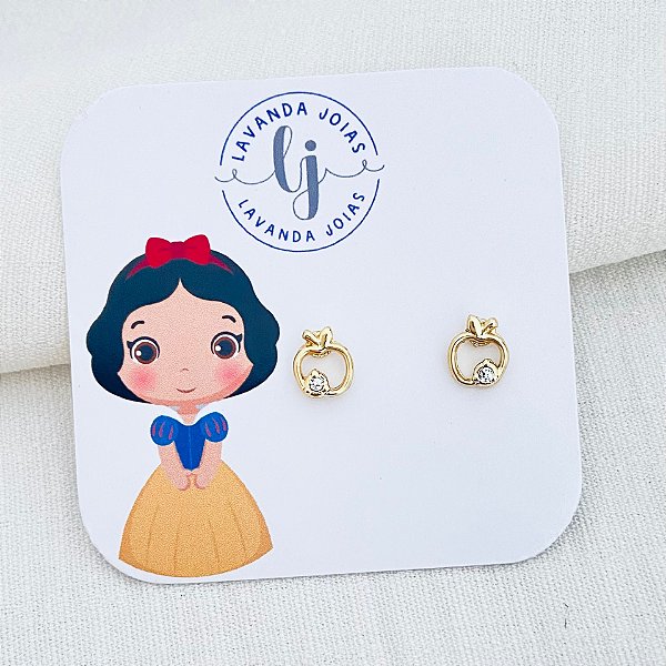 Brinco Baby Maçã Ponto de Luz banho Ouro 18k