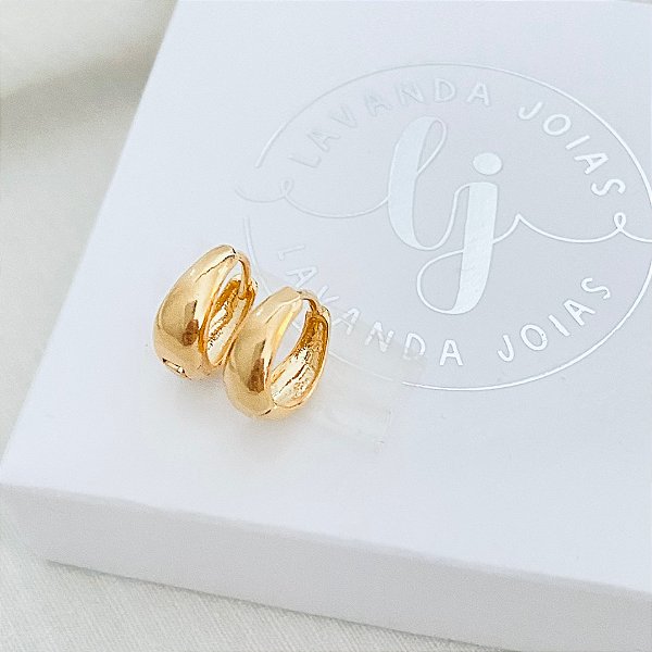 Brinco Argola Lisa Moderna banho Ouro 18k