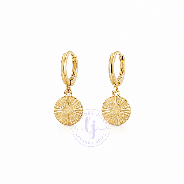 Brinco Argola Medalha banho Ouro 18k