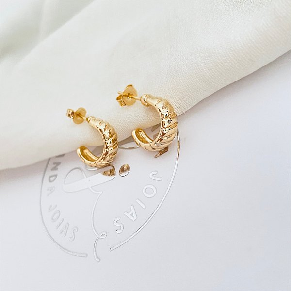 Brinco Argola Croissant banho Ouro 18k