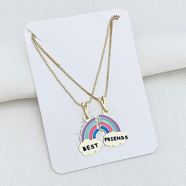 Kit Colar Amigas Arco Iris banho Ouro 18k