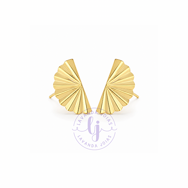 Brinco Leque banho Ouro 18k