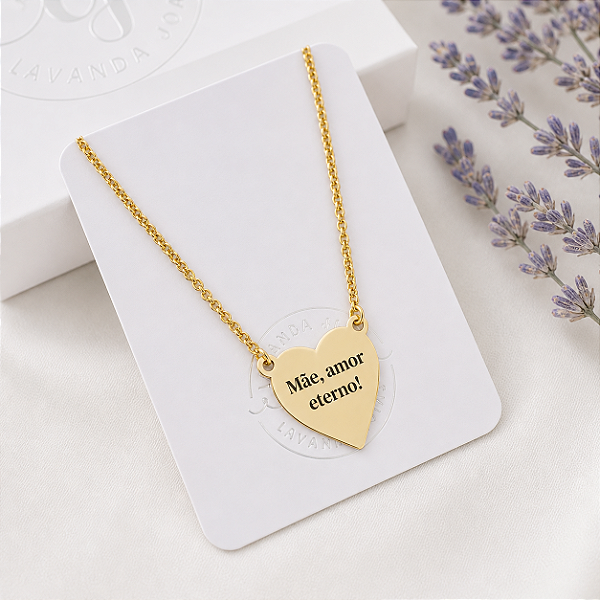 Colar Coração Mãe banho Ouro 18k