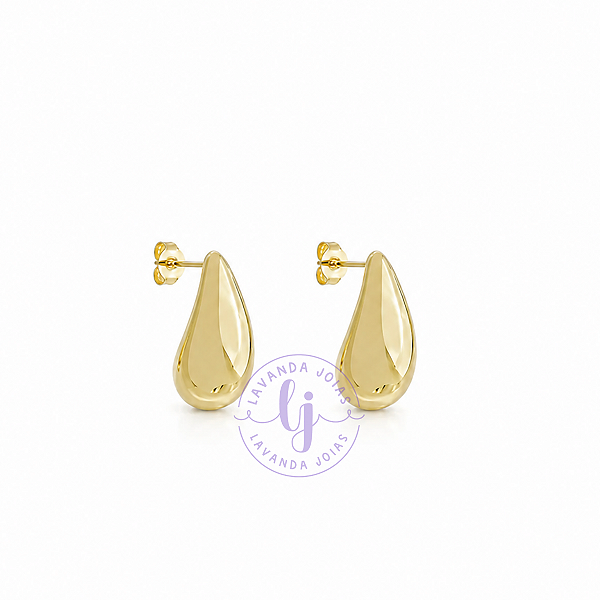 Brinco Gota em banho ouro 18k