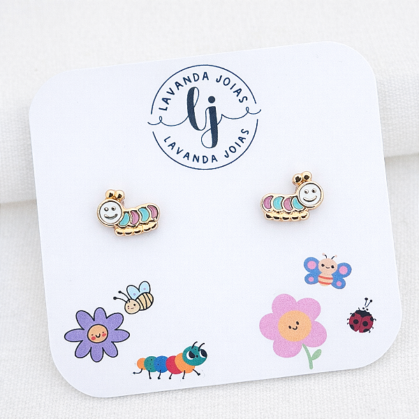 Brinco Baby Centopeia banho Ouro 18k