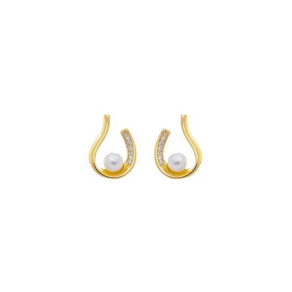 Brinco Orgânico Pérola banho Ouro 18k