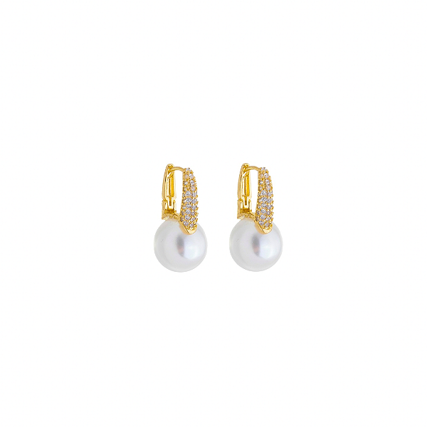 Brinco Luxo Pérola banho Ouro 18k