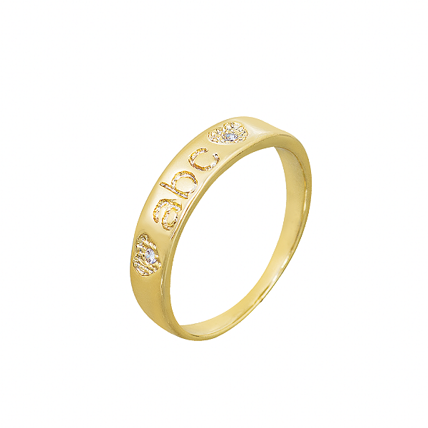 Anel Infantil Formatura ABC banho Ouro 18k