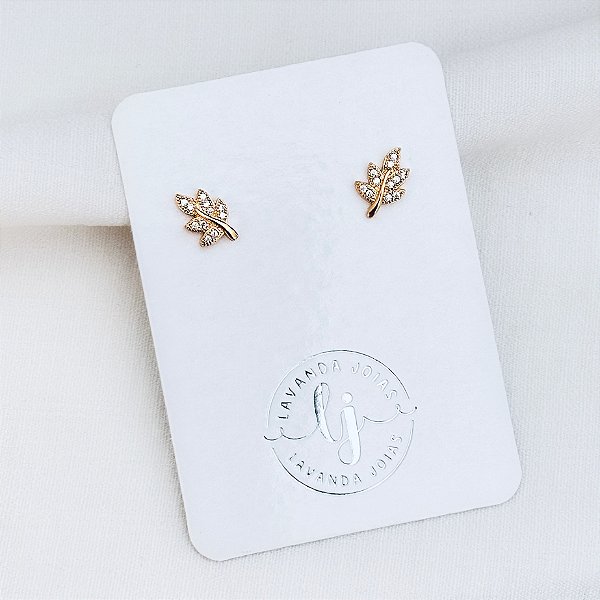 Brinco Ramo Folhas banho ouro 18k