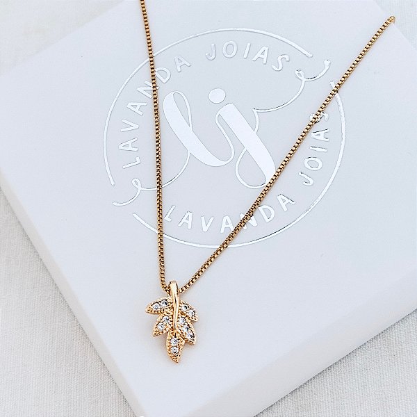 Colar Ramo de Folhas banho Ouro18k