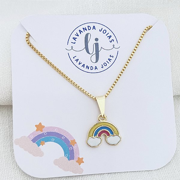 Colar Arco iris  em banho Ouro 18k