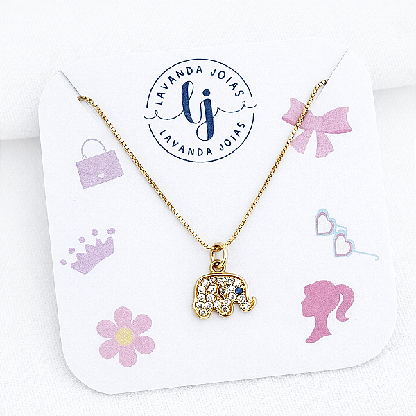 Colar Elefante em banho Ouro 18k