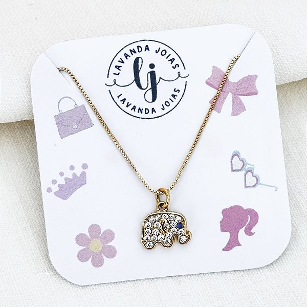 Colar Elefante em banho Ouro 18k