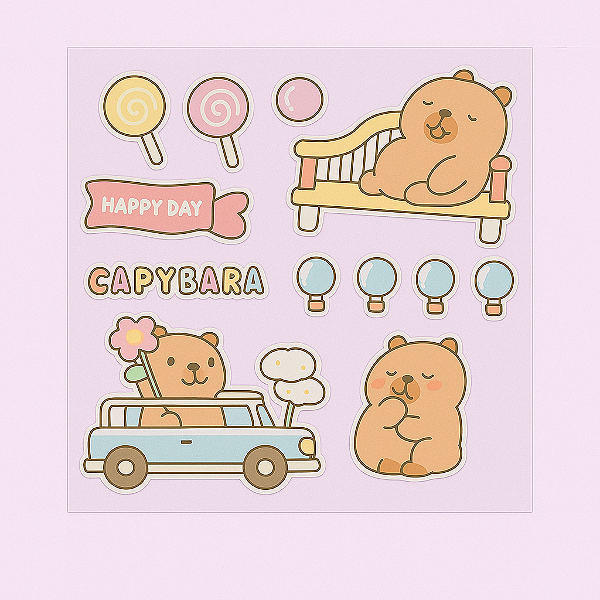 Adesivos Capivara - Mimo Mês das Crianças