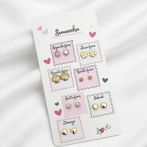 Kit de Brincos Semaninha banho Ouro 18k