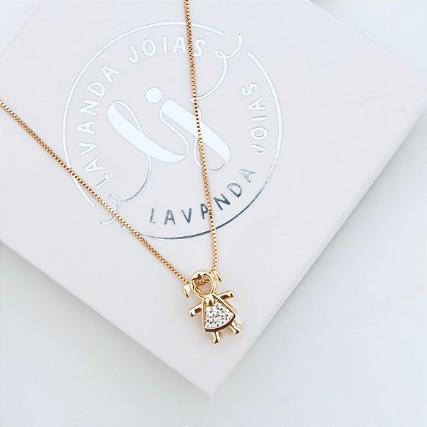 Colar Filha Cristal banho Ouro 18k