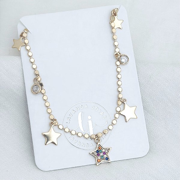 Colar Estrelas em banho Ouro 18k