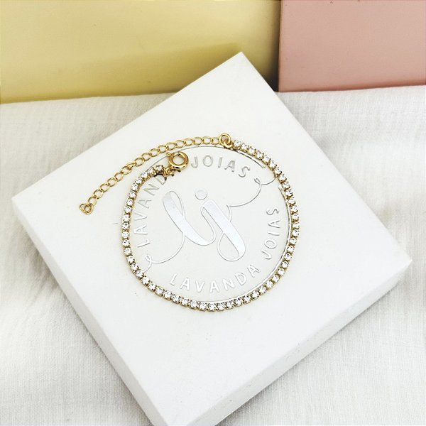 Pulseira Infantil Riviera Cristal banho Ouro 18k