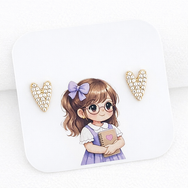 Brinco Coração Brilho banho Ouro 18k