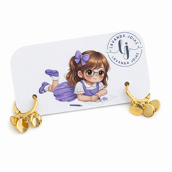 Brinco Argolinha Medalhas banho Ouro 18k