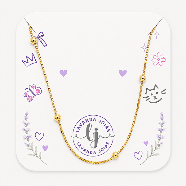 Colar Bolinhas banho Ouro 18k