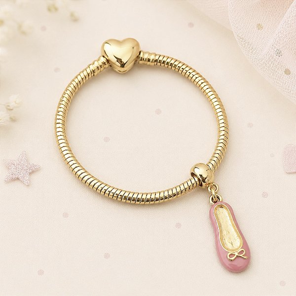 Pulseira Sapatilha Balé banho Ouro 18k