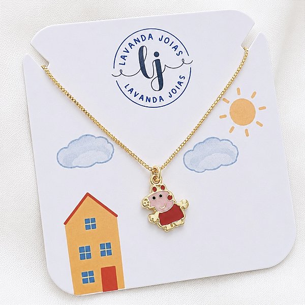 Colar Peppa banho Ouro 18k