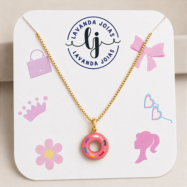 Colar Boneca Donuts em banho Ouro 18k