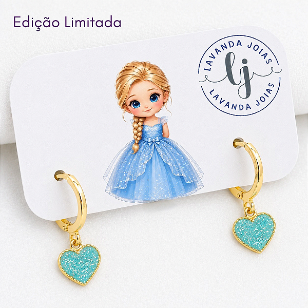 Brinco Argola Coração Brilhos banho Ouro 18k