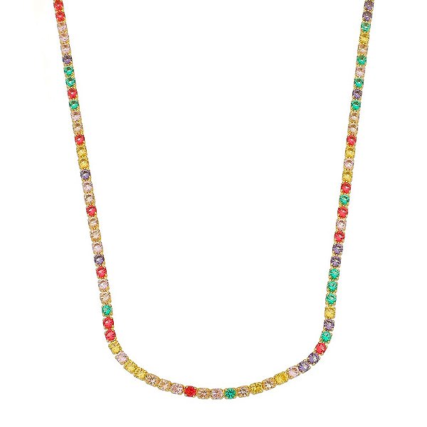 Colar Riviera Rainbow banho Ouro 18k