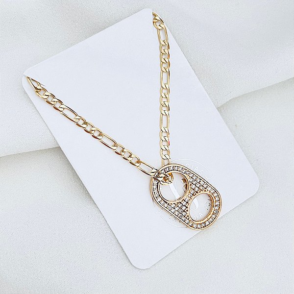 Colar Pingente Lacre banho Ouro 18k