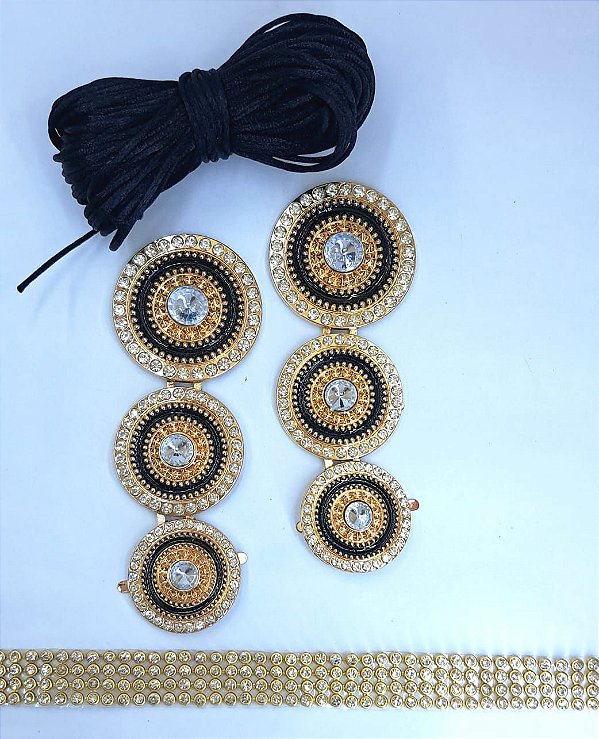 Kit Cabedal Mandala em metal - preto