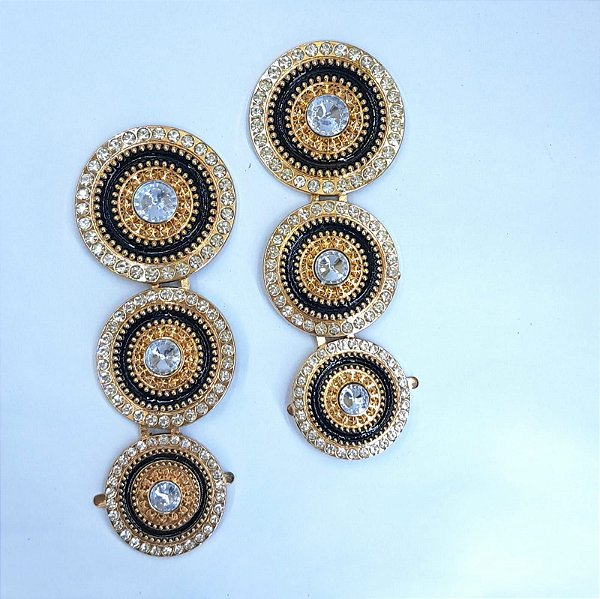 Cabedal Lateral Mandala em metal - preto