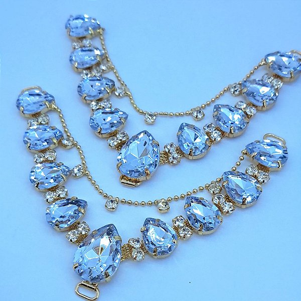 Cabedal em V Gotas - Cristal