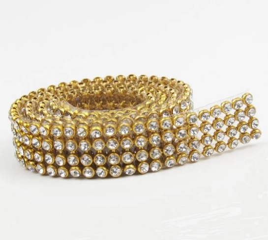 Manta de Strass 4 carreiras - Dourado