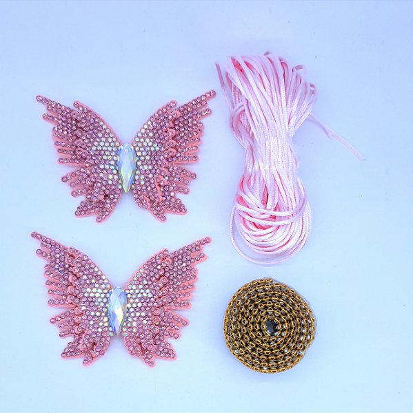 Kit cabedal em feltro Borboletas ao Sol - Rosa bb