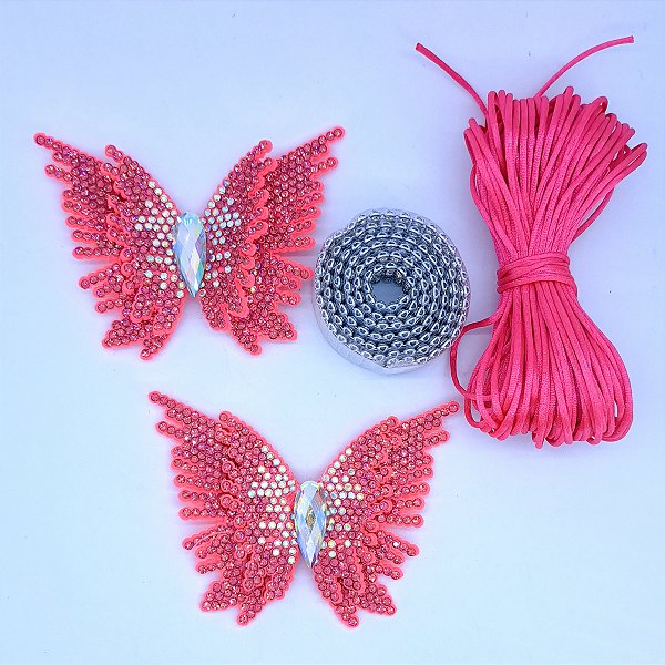 Kit cabedal em feltro Borboletas ao Sol - pink