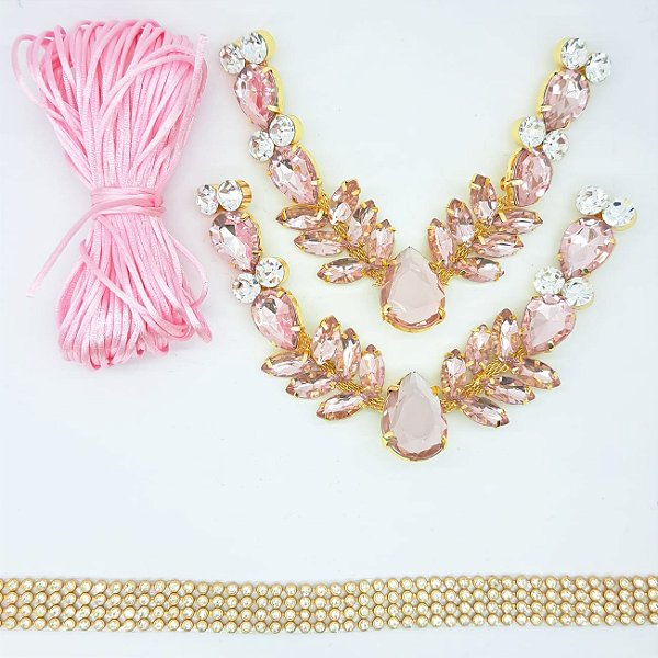 Kit Cabedal banhado Sereia - rosa BB