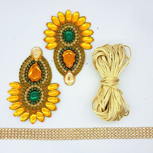 Kit cabedal em feltro cocar - amarelo