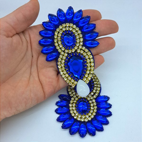Cabedal em feltro cocar - azul