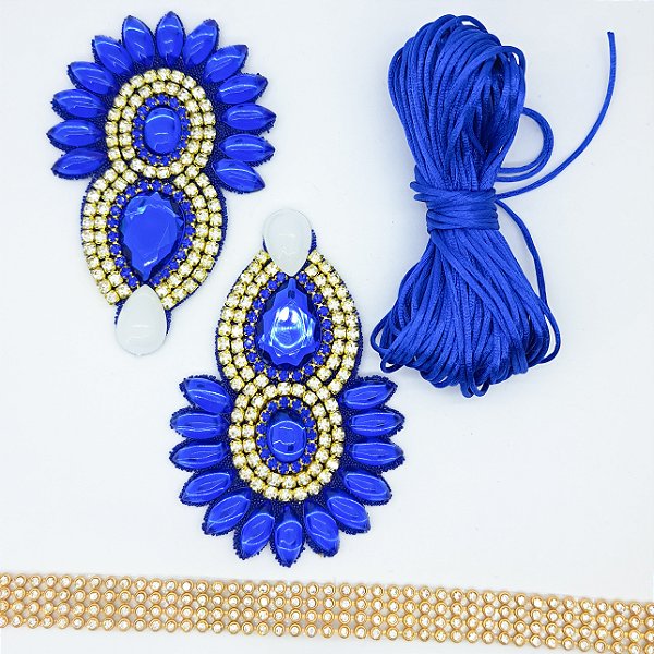Kit cabedal feltro cocar - azul