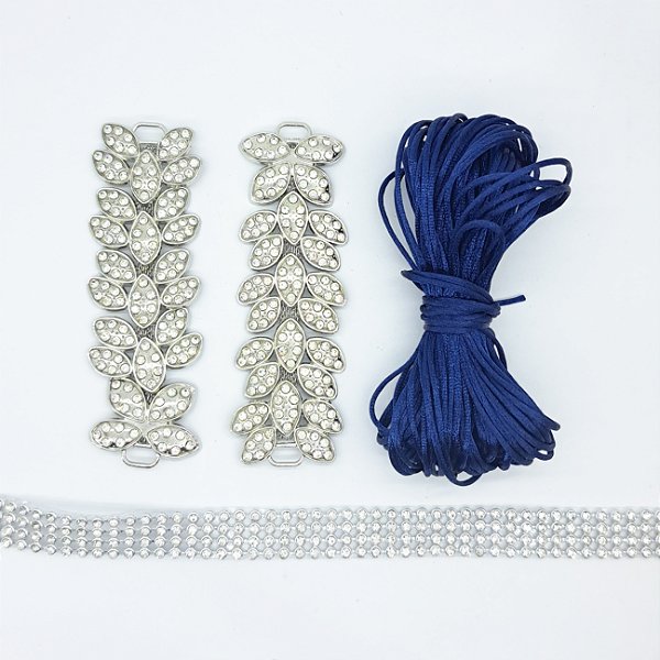 Kit cabedal lateral folhagem - prata